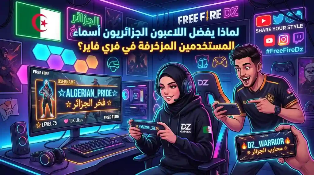زخرفة اسماء فري فاير بطريقة احترافية وأنيقة 13 سبب تفضيل اللاعبين في الجزائر زخرفة اسماء فري فاير واستخدام الأسماء المزخرفة بطريقة احترافية ومميزة