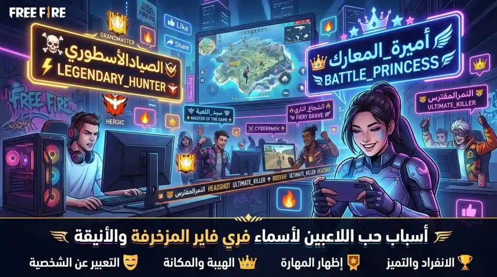 زخرفة اسماء فري فاير اسطورية بطريقة احترافية 3 سبب حب اللاعبين للأسماء الأسطورية المزخرفة في فري فاير والألعاب الإلكترونية بطريقة احترافية ومميزة